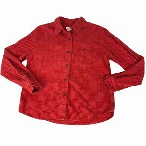 J. Crew Red Houndstooth Plaid Flannel Shirt size Medium